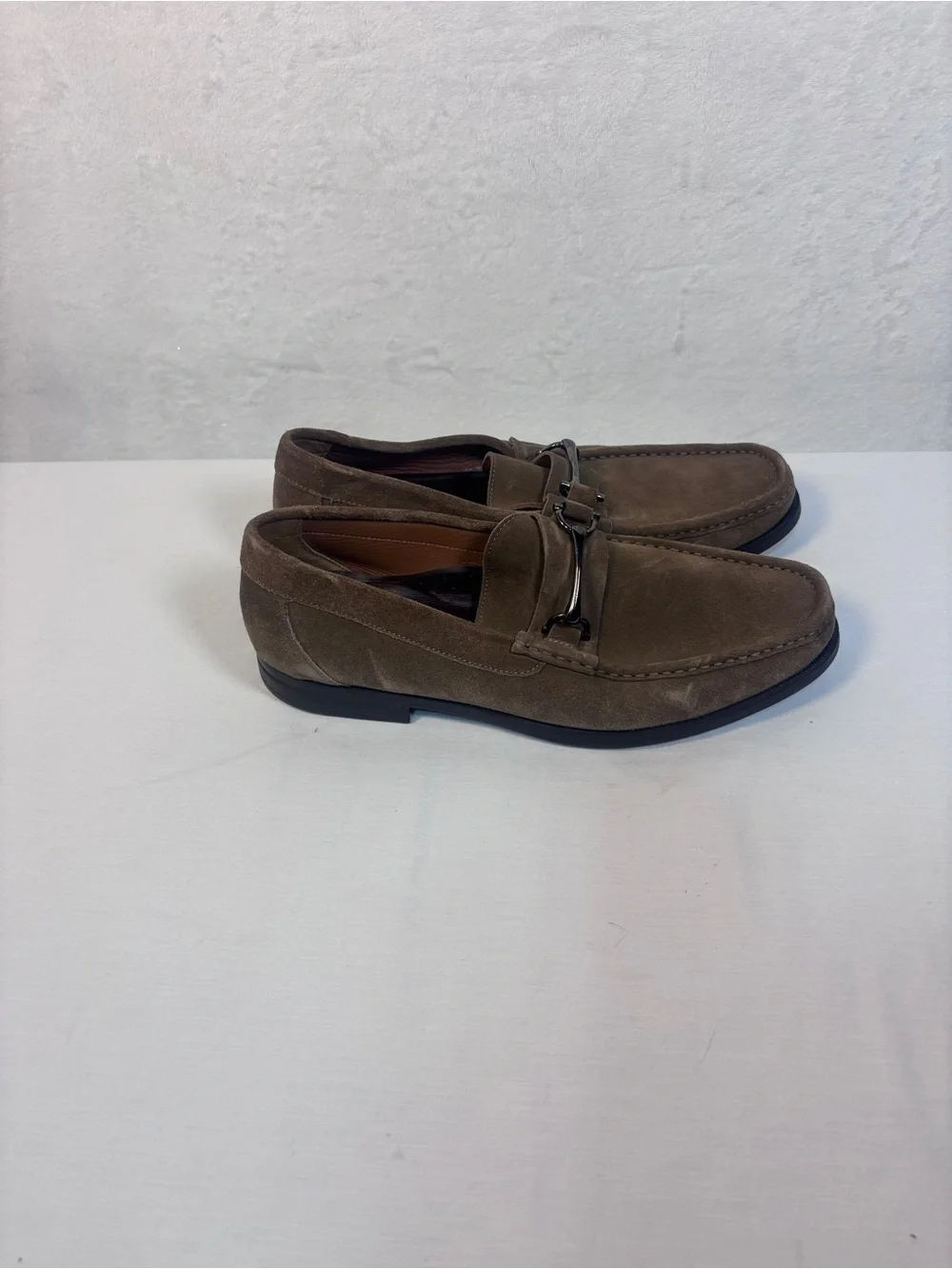 Bruno Magli Rocky Taupe Suede Horsebit Loafers Men Size 11 M Italy Slip On Shoe
